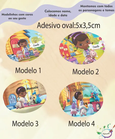 Adesivo Oval-doutora Brinquedos
