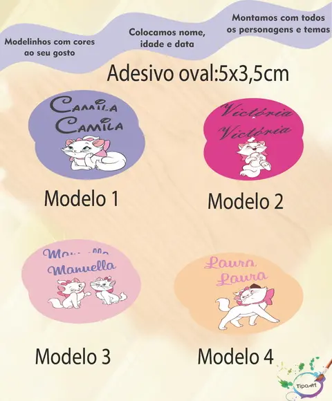 Adesivo Oval-gata Marie
