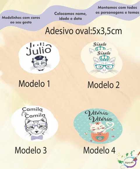 Adesivo Oval-gatinho