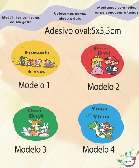 Adesivo Oval-mario Bros