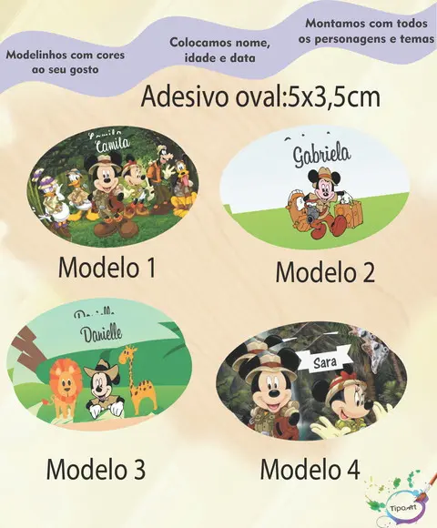 Adesivo Oval-mickey Safari