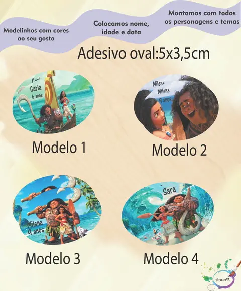 Adesivo Oval-moana e Mauí