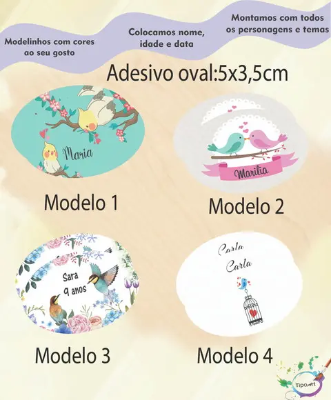 Adesivo Oval-pássaros