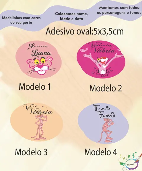 Adesivo Oval-pantera Cor de Rosa