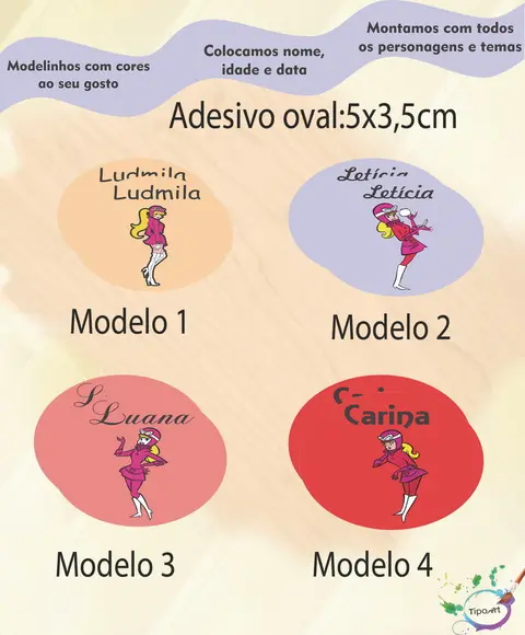 Adesivo Oval-penelope Charmosa