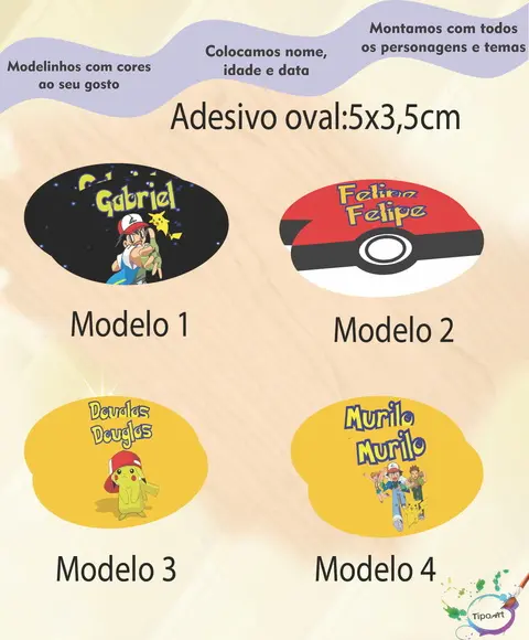 Adesivo Oval-pokemon