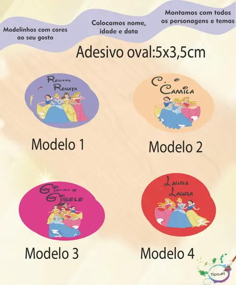 Adesivo Oval-princesas