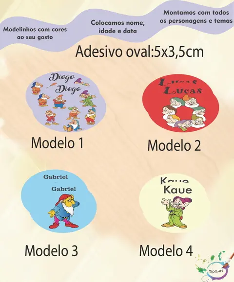 Adesivo Oval-sete Anões