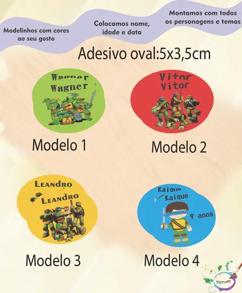 Adesivo Oval-tartaruga Ninja
