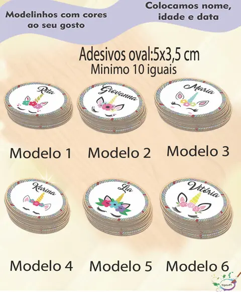 Adesivo Oval-unicórnio