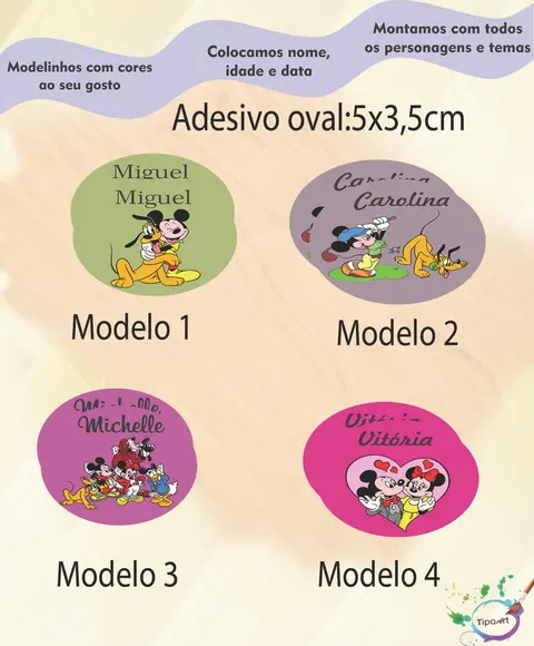 Adesivo Oval-turma do Mickey