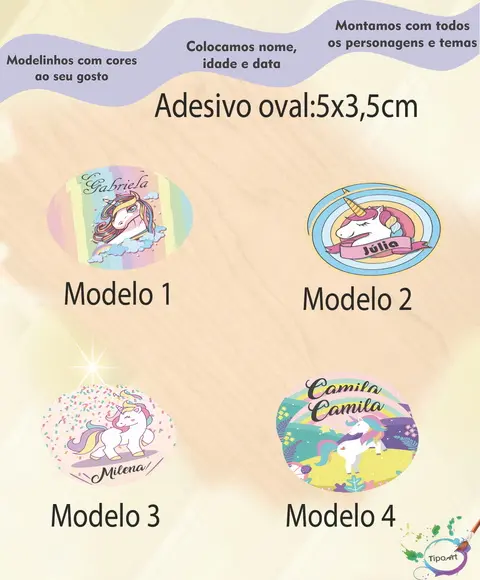 Adesivo Oval-unicórnio