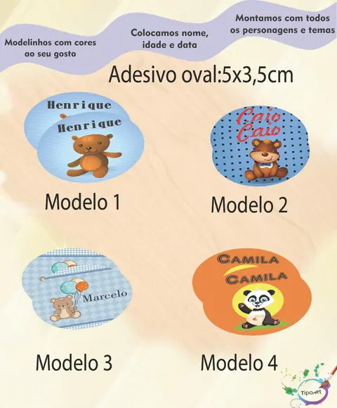Adesivo Oval-ursinho