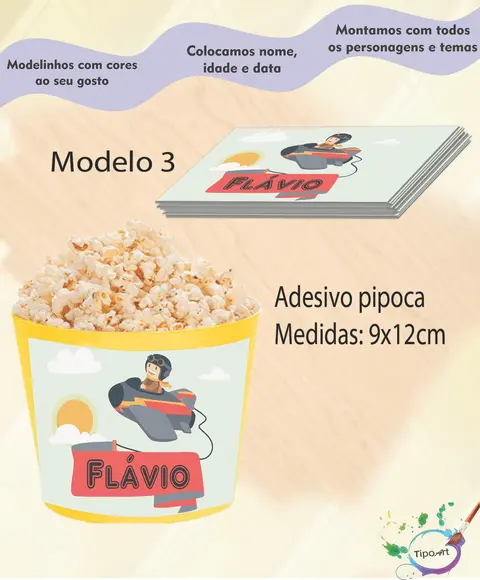 Adesivo p/ Balde Pipoca-aviador