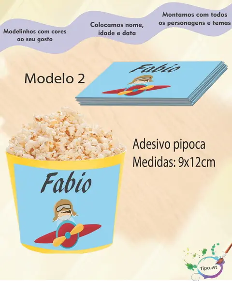 Adesivo p/ Balde Pipoca-aviador