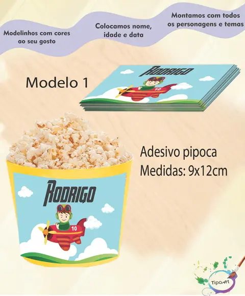 Adesivo p/ Balde Pipoca-aviador
