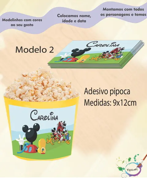 Adesivo p/ Balde Pipoca-casa do Mickey