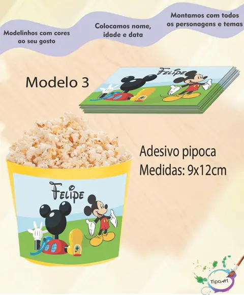 Adesivo p/ Balde Pipoca-casa do Mickey