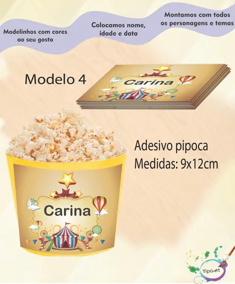 Adesivo p/ Balde Pipoca-circo