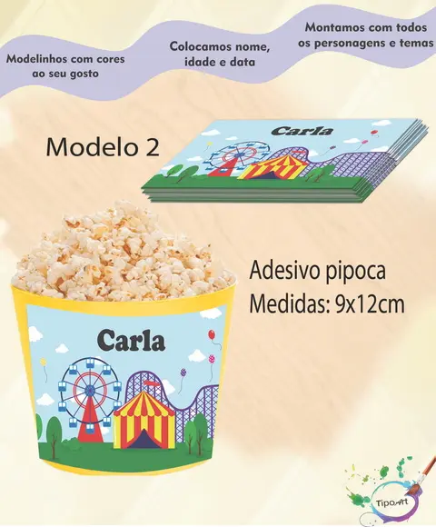 Adesivo p/ Balde Pipoca-circo