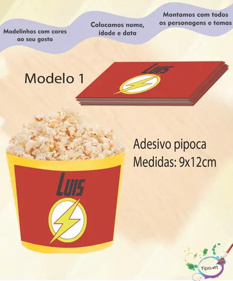 Adesivo p/ Balde Pipoca-flash