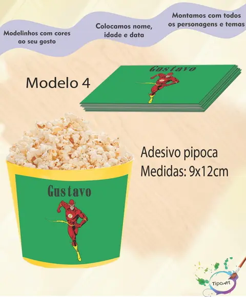 Adesivo p/ Balde Pipoca-flash