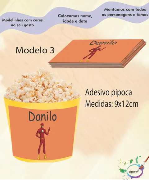 Adesivo p/ Balde Pipoca-flash