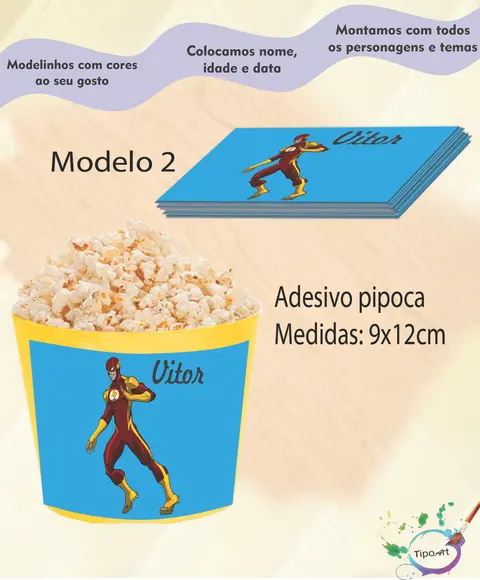 Adesivo p/ Balde Pipoca-flash