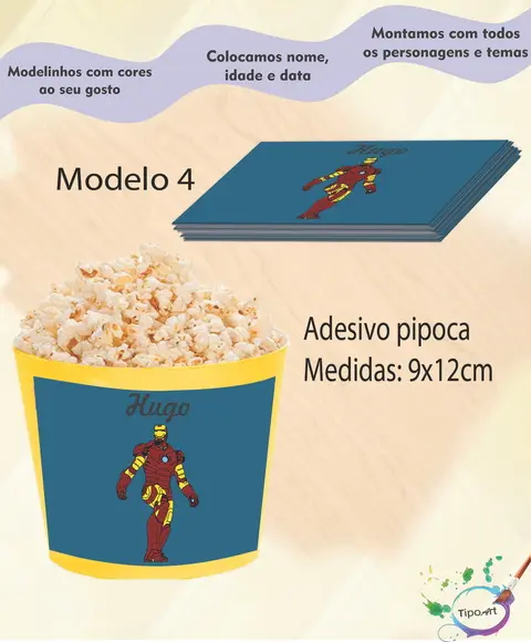 Adesivo p/ Balde Pipoca-homem de Ferro