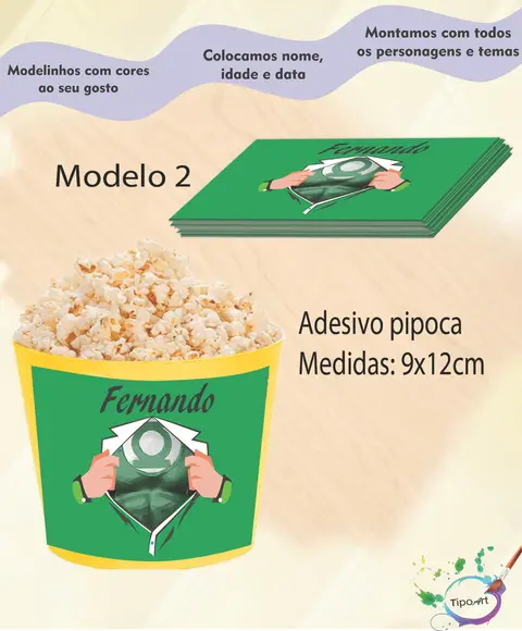 Adesivo p/ Balde Pipoca-lanterna Verde