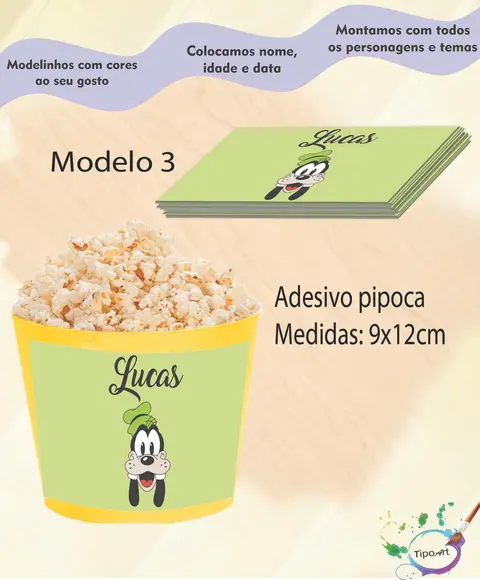 Adesivo p/ Balde Pipoca-pateta