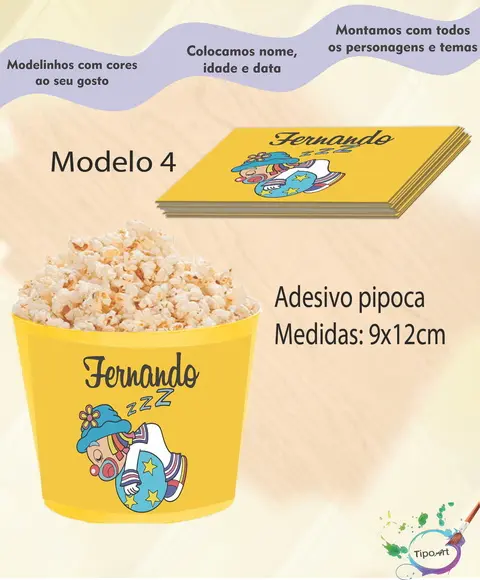Adesivo p/ Balde Pipoca-patatí Patatá