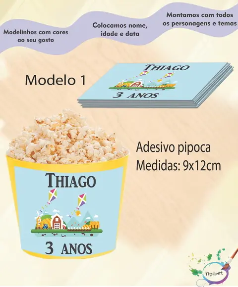 Adesivo p/ Balde Pipoca-pipa e Catavento
