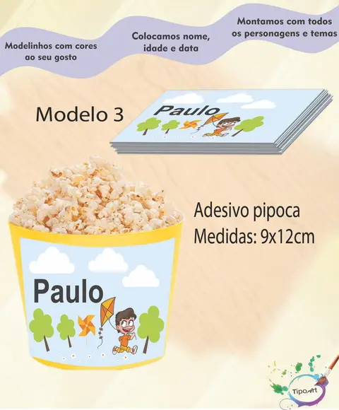 Adesivo p/ Balde Pipoca-pipa e Catavento