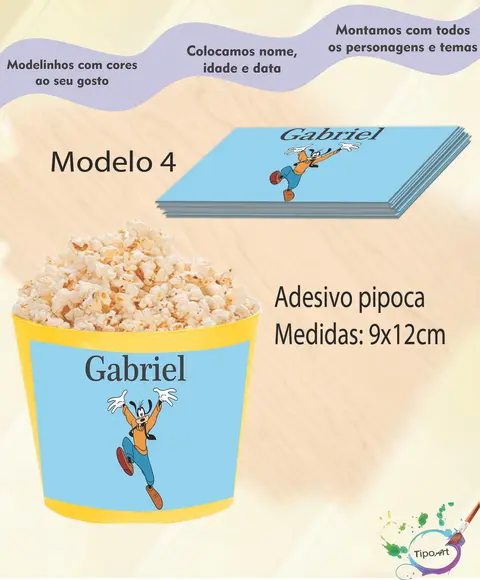 Adesivo p/ Balde Pipoca-pateta