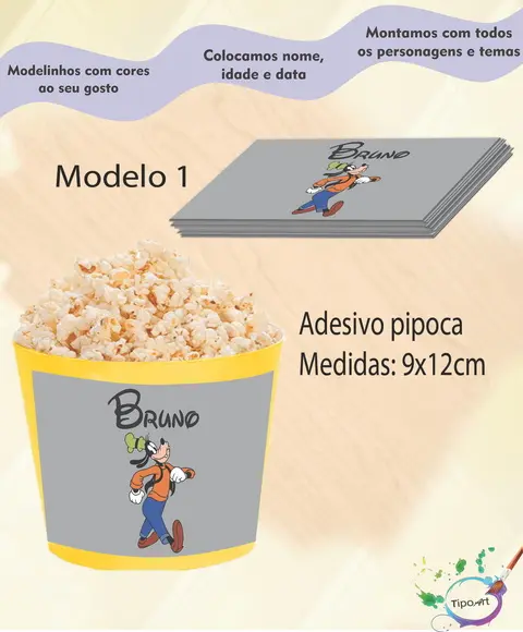Adesivo p/ Balde Pipoca-pateta