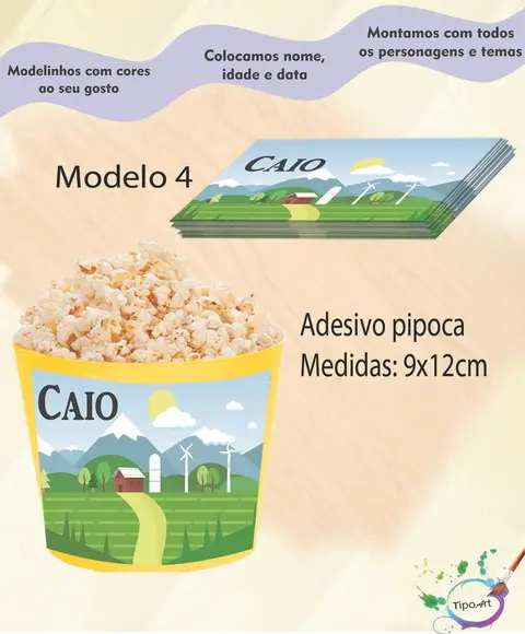 Adesivo p/ Balde Pipoca-pipa e Catavento