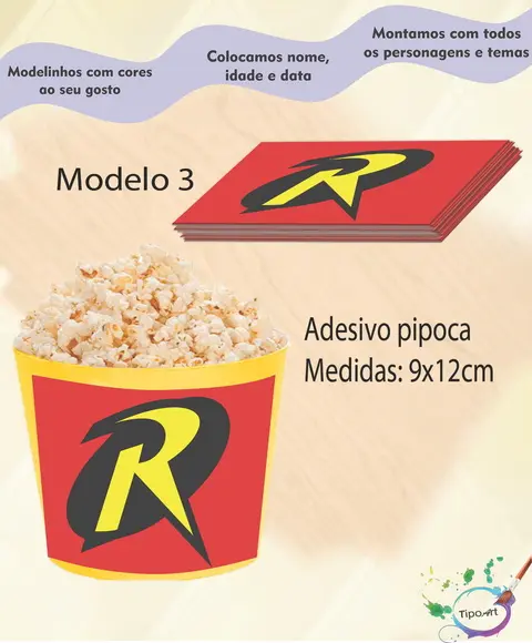 Adesivo p/ Balde Pipoca-robin