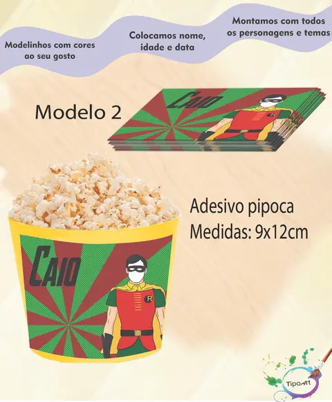Adesivo p/ Balde Pipoca-robin