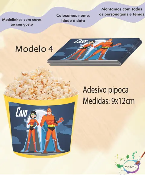 Adesivo p/ Balde Pipoca-super Heroi