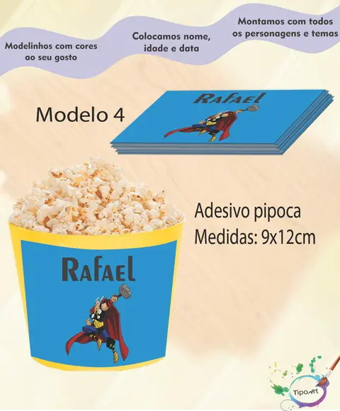 Adesivo p/ Balde Pipoca-thor