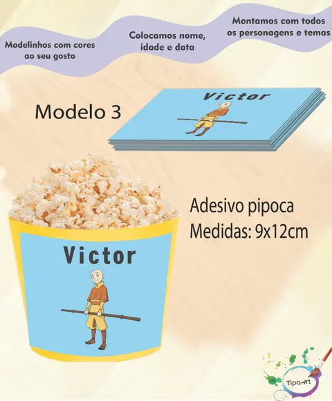 Adesivo P/balde de Pipoca-avatar Aang