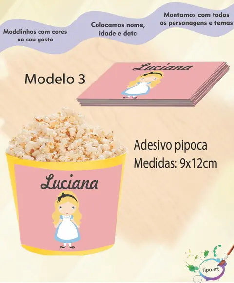 Adesivo P/balde de Pipoca-alice