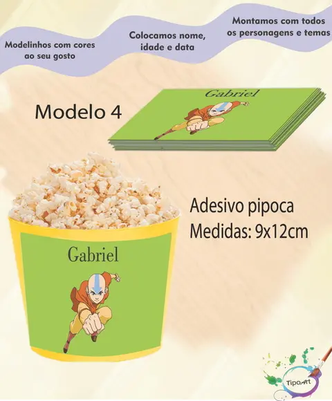 Adesivo P/balde de Pipoca-avatar Aang