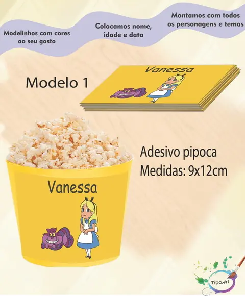 Adesivo P/balde de Pipoca-alice