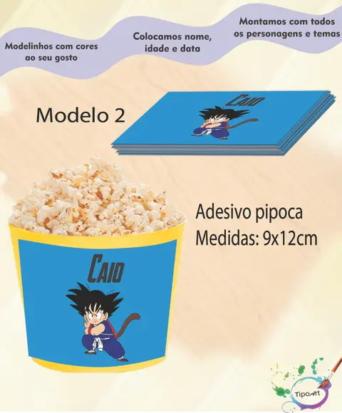 Adesivo P/balde de Pipoca-goku
