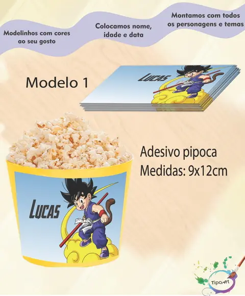 Adesivo P/balde de Pipoca-goku