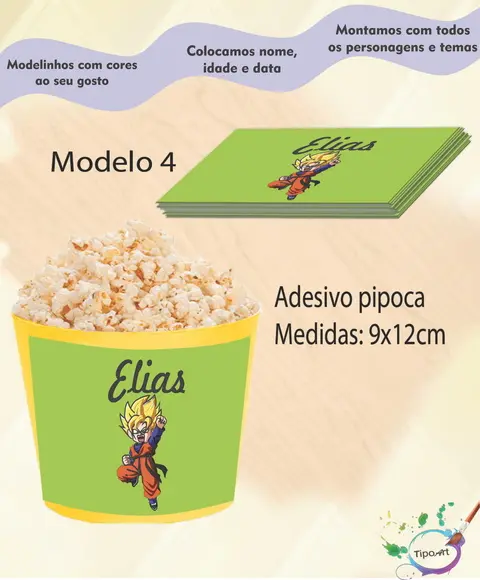 Adesivo P/balde de Pipoca-goku
