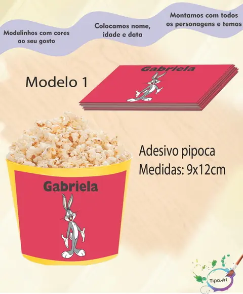 Adesivo P/balde de Pipoca-pernalonga