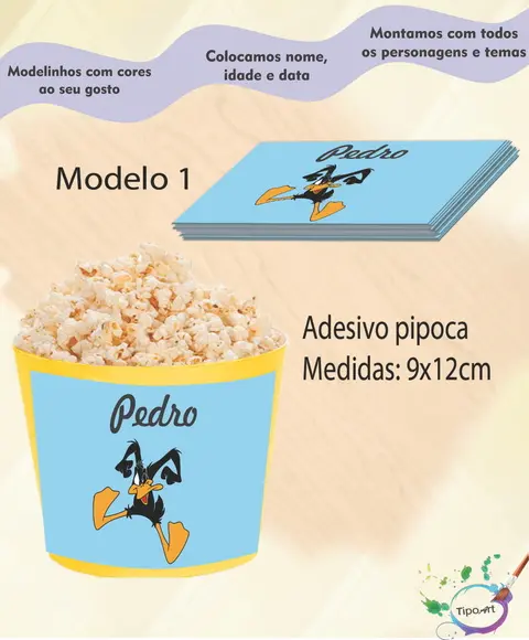 Adesivo P/balde de Pipoca-patolino